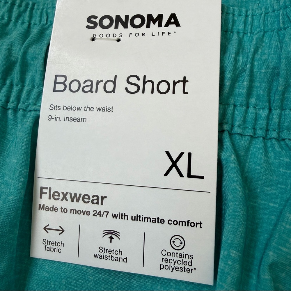 NWT Sonoma Sz XL Teal, Black and Orange Palm Tree Board Shorts Drawstring Pocket - Picture 3 of 7